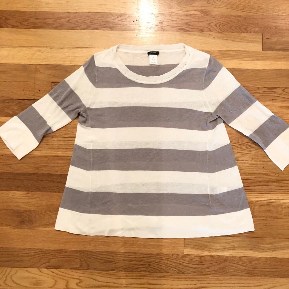 J. Crew Swingtime Striped Silk/Linen Pullover